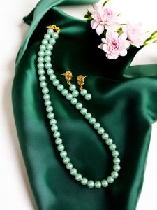 Glass Pearl Necklaces, Sea Green