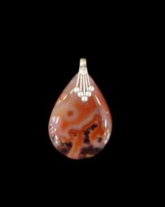 Natural Agate Slice Pendant, silver Finish ,Orange With Black Patches