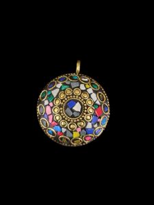 Tibetan round Shaped Pendant, Multi Colour 