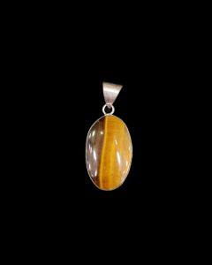 Gemstone Pendant, Silver Finish, Wood
