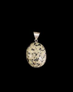 Gemstone Pendant, Silver Finish, White With Black Patches