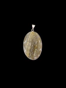 Gemstone Pendant, Silver Finish, Beige