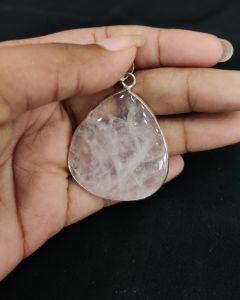 Gemstone Pendant, Silver Finish, Half White