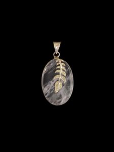 Gemstone Pendant, Silver Finish, Half White