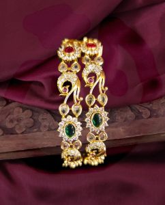 Matt finish Navratna Peacock Bangles, Pink With Green, 2.6 , Sold By 1 pair