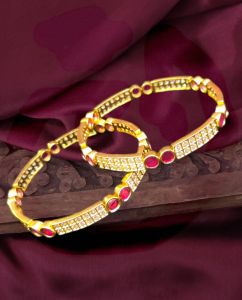 Matt finish Navratna Bangles, Pink, 2.8 ,Pack of 2 pcs