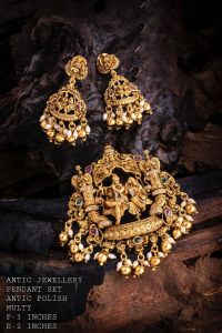 Premium Quality Antique Gold Radha Krishnan Pendant With Earrings