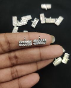 Zircon Bar Connector, 3 Holes, Silver Finish, 11x7 MM ,Sold By 1 Pair 