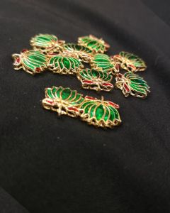 Lotus Enamel charms , Red, Gold Finish, Sold By 1 Pair