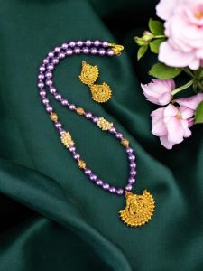 Matt Finish Lakshmi Pendant With High Quality Glass Pearls