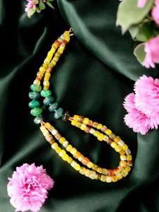 Onyx Necklace in 2 Layers, Yellow 