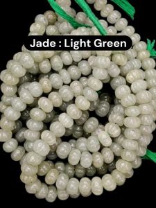 Natural Jade Stone Pumpkin Beads, Light Green, 8x6 MM