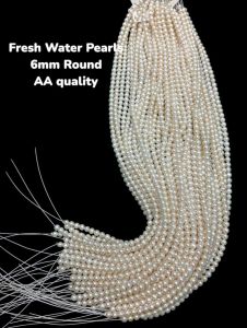  Fresh Water Pearls, 6mm, Round Shape, Cream