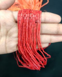  Taiwanese Bamboo Coral Beads, 2x4mm,Tube, Red