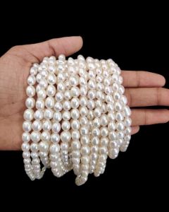 Fresh water Pearls , Graduated , Cream , 8X4 MM