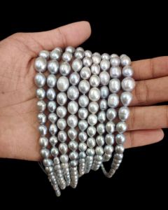 Navrabeads 15 inch grey graduated freshwater pearls 8×4mm for jewellery making necklaces and earrings