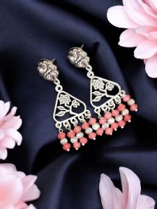 Agate Earrings, Peach
