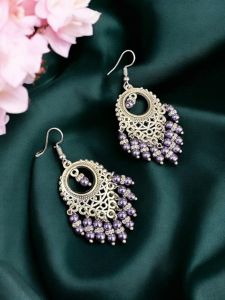 Glass Pearl Earrings, Purple