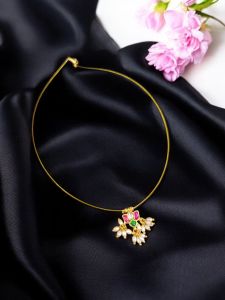Jadau Lotus Pendant With Invisible Wire