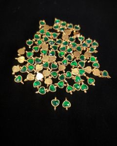 Jadau Charms,Heart Shape, Green, Sold by 1 pc