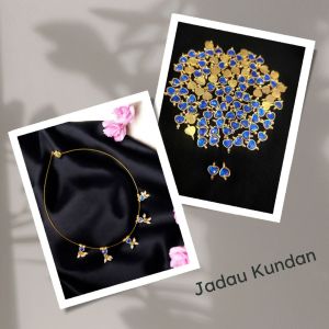 Jadau Charms,Heart Shape, Blue, Sold by 1 pc