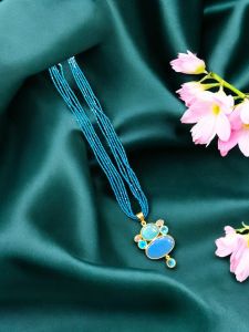 Gemstone Pendant with Hydro Beads, Sea Blue