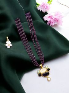 Gemstone Pendant with Hydro Beads, Amethyst