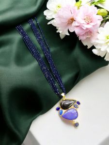 Gemstone Pendant with Hydro Beads, Blue