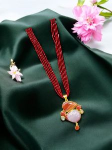 Gemstone Pendant with Hydro Beads, Red