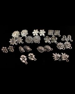 Antique Silver Stud, Assorted, Pack Of 13 Pairs