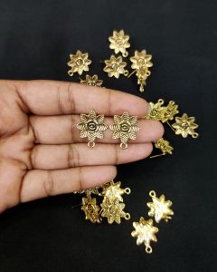 Earstud Post - Antique Gold, Flower, Pack Of 5 Pairs