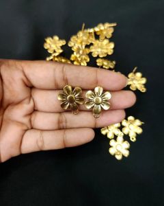 Earstud Post - Antique Gold, Flower, Pack Of 5 Pairs