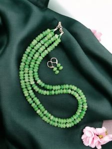 Glass Bead Rondelle Necklaces, Green