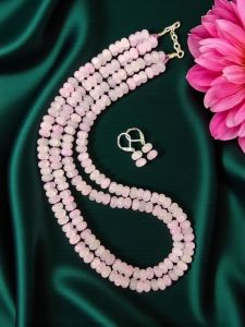 Glass Bead Rondelle Necklaces, Lavender
