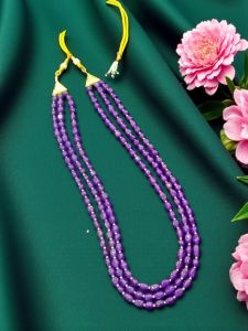 Purple Quartz Beads Necklace in 3 layers 