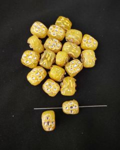 Tanjore Painting On Quartz Tumbles, Yellow