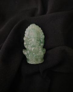 Hand-Carved Green Aventurine Ganesha Idol, 46.7 x 29 mm aprox, Light Green shade