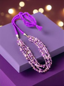 Amethyst chip necklace in 4 layers with matching cotton Dori