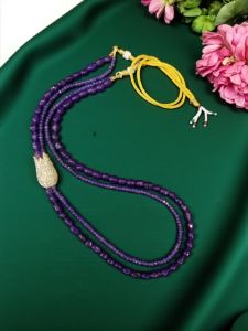 Quartz and agate necklace with a Victorian flower side pendant