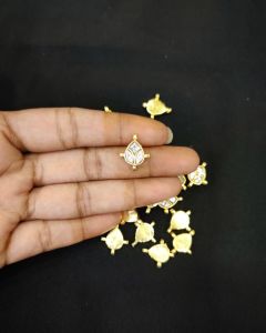 1 piece of Kundan Jadau Charms/Connector, (Teardrop), WHITE