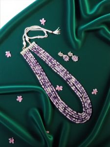 Amethyst chip necklace in 4 layers with matching cotton Dori