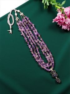 Agate Nugget and Onyx Necklace with Tanjore Painting Beads