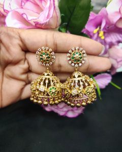Antique jhumka with CZ stone
