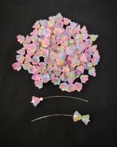 Pack of 20 pieces, ( 11x8mm), Glass Flower Beads, Glass Bead Caps, Little Lillies, Lamp work Beads, Double tone