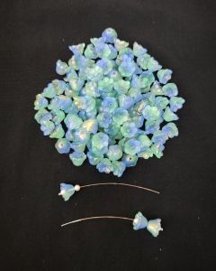 Pack of 20 pieces, ( 11x8mm), Glass Flower Beads, Glass Bead Caps, Little Lillies, Lamp work Beads, Double tone