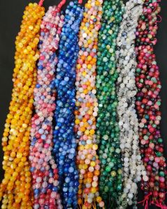 High Quality Onyx Beads, Round, 8mm,Double color, Assorted, Pack of 7 strings