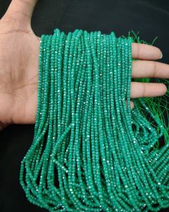 Cubic Zirconia Beads, CZ Or Czech Beads, Emerald green