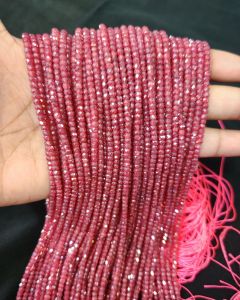 Cubic Zirconia Beads, CZ Or Czech Beads, Ruby Pink