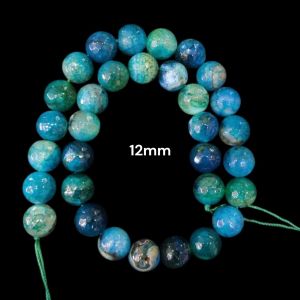 Natural Agate Beads, 12mm, Round ,Peacock Green