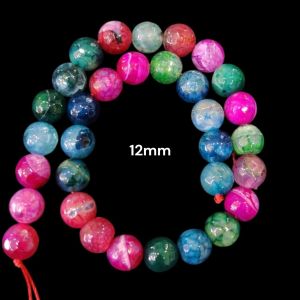 Natural Agate Beads, 12mm, Round , Dark Multicolor